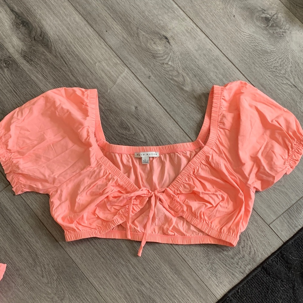 Haute monde coral crop top L